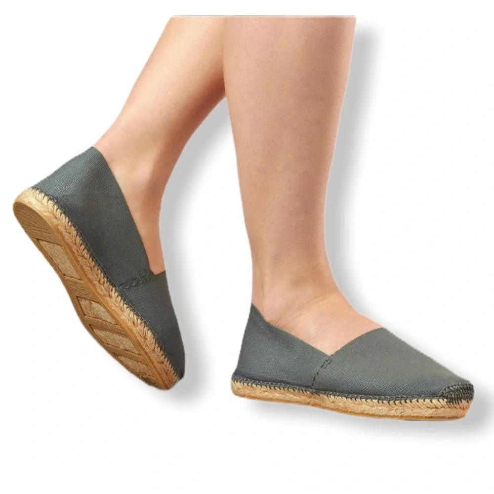 Cousu Main Classic flat Grey espadrilles NEW